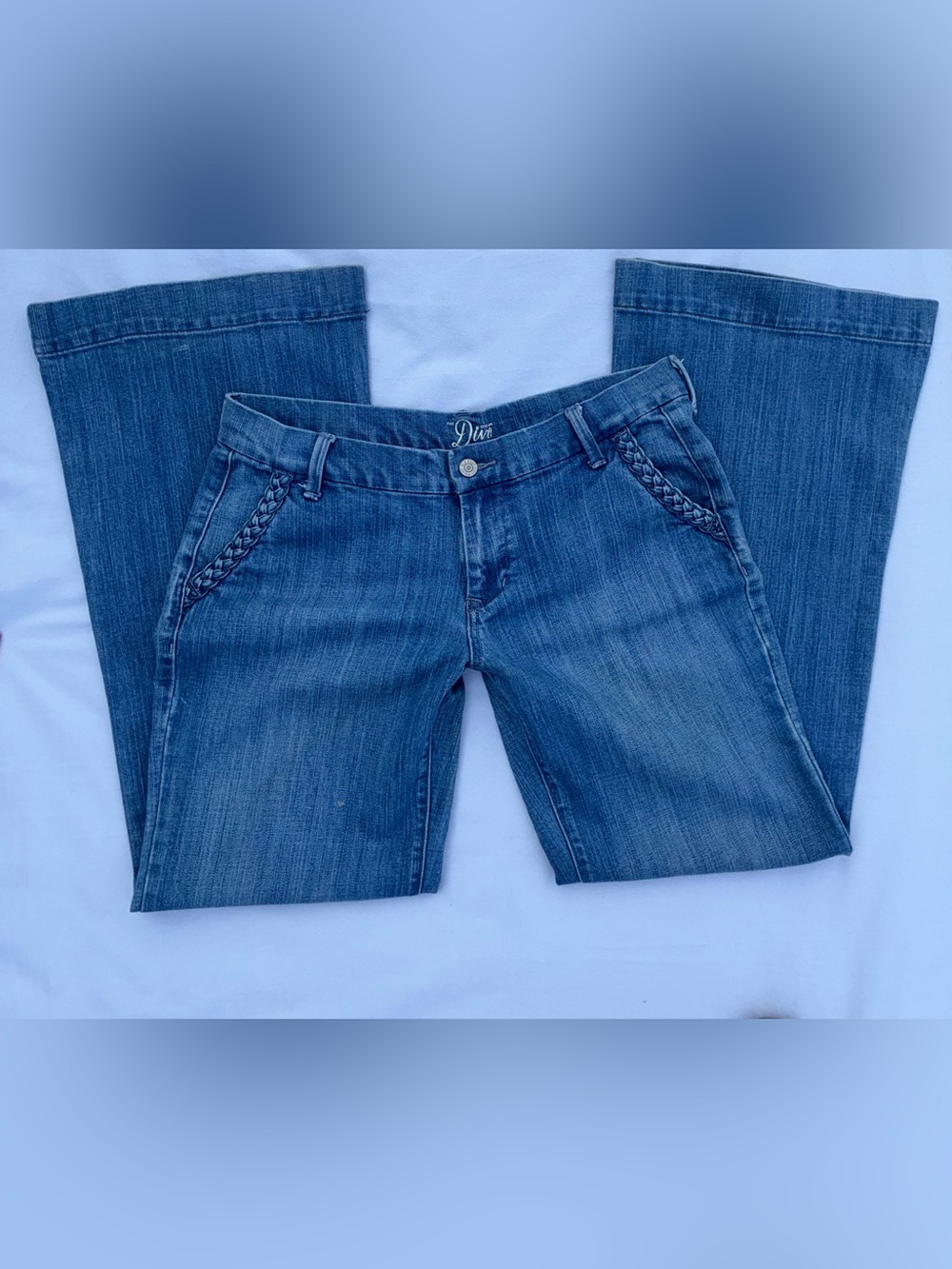 Vintage Old Navy flare Diva Lowrise Jeans with Braided Pocket Detail